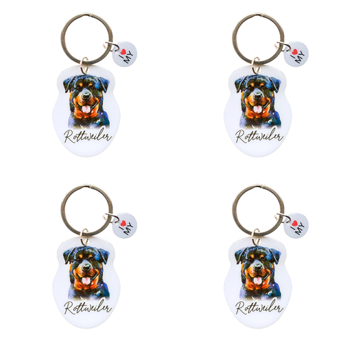 4PK Splosh Pet Rottweiler Keyring/Keychain Hanging Accessory 4x8.5cm