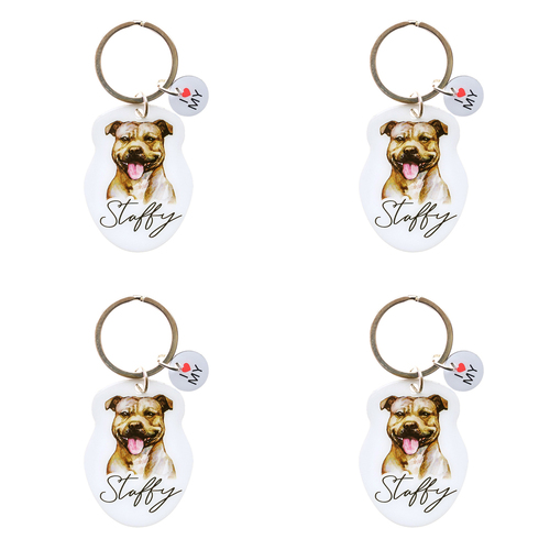 4PK Splosh Pet Staffy Keyring/Keychain Hanging Accessory 4x8.5cm