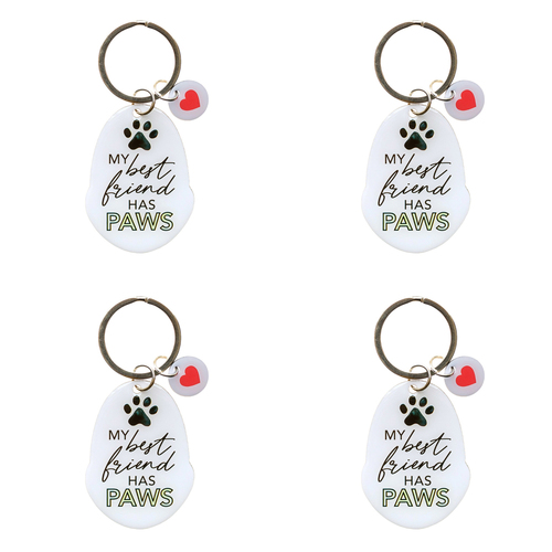 4PK Splosh Pet Best Friend Has Paws Keyring/Keychain Hanging Accessory 4x8.5cm