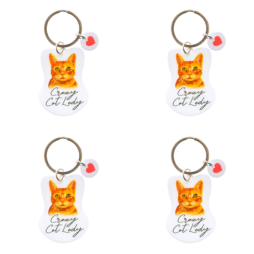 4PK Splosh Pet Crazy Cat Lady Keyring/Keychain Hanging Accessory 4x8.5cm