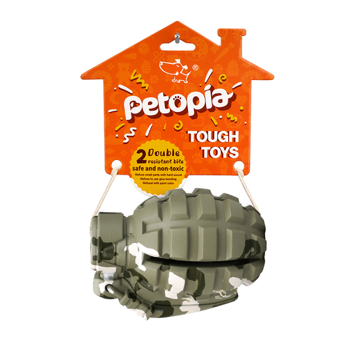 Petopia Ultra Tough 11cm Rubber Hand Grenade Dog Toy - Assorted