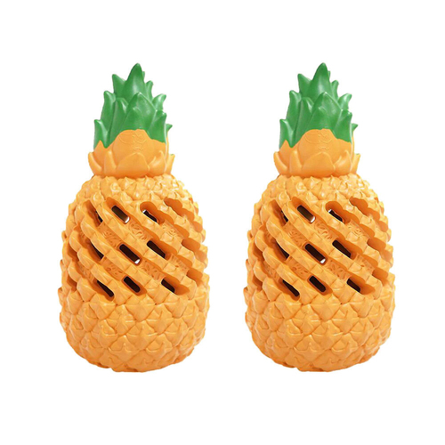 2PK Petopia Ultra Tough 9cm Rubber Pawsome Pineapple Dog Toy Mini - Orange