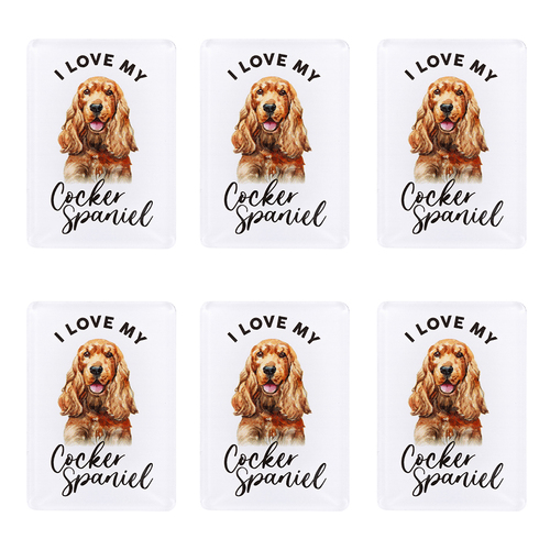 6PK Splosh Pet Lovers Cocker Spaniel Acrylic Magnet Decor 7x5cm