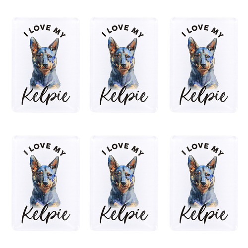 6PK Splosh Pet Lovers Kelpie 7cm Acrylic Magnet Fridge Decor - White