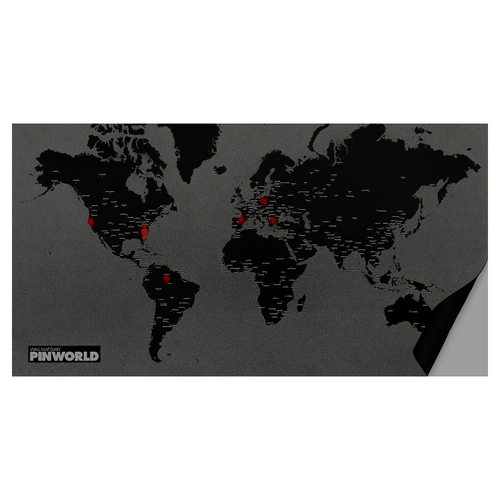 Palomar Pin World Felt Map Decor Black 3x100x80cm