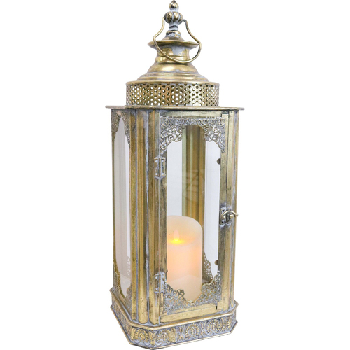 LVD Metal/Glass Vintage Lantern 21.5x58.5cm - Gold