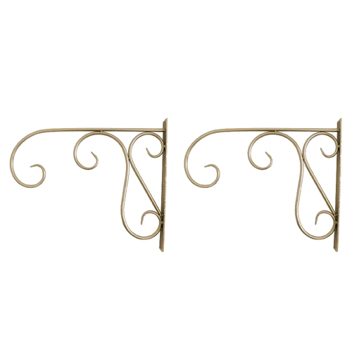 2PK LVD Metal XL Lantern Wall Bracket Garden Decor 45cm - Gold