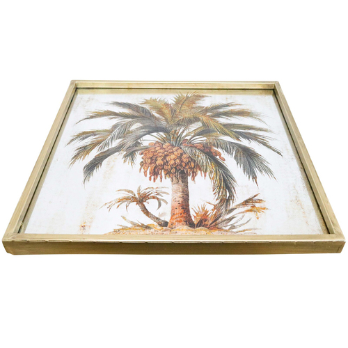 LVD Metal Wall Palm Mirror Tray Home Decor Square 40cm