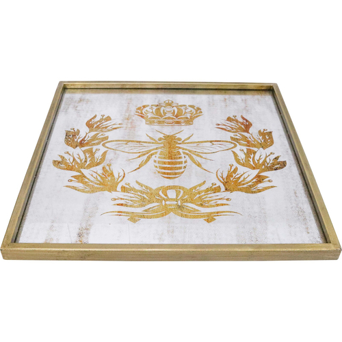 LVD Metal Wall Bee Mirror Tray Home Decor Square 40cm