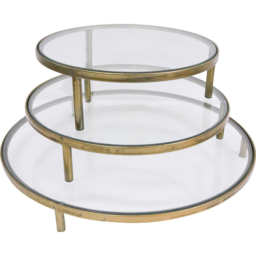 3pc LVD Metal Glass 45/35/30cm Display Tray - Clear/Gold