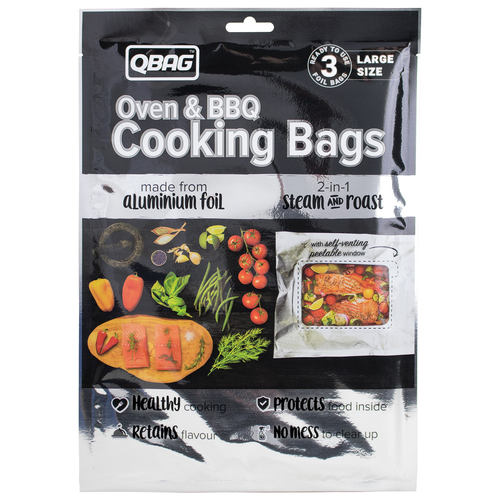 3pc Qbag Aluminium Foil Cooking Bags 27x40cm Large 