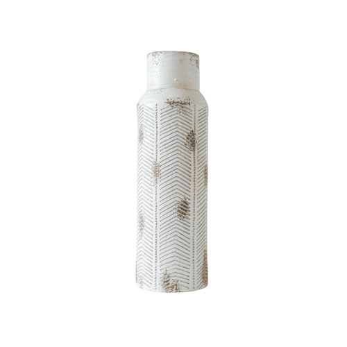 Rayell 65cm Fibreglass Kara Vase L - Distressed White