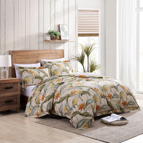 Tommy Bahama Birds Of Paradise King Single Cotton Quilt Cover Set - Ivory