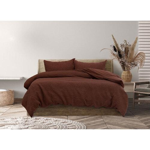 Algodon Ranch Cotton Waffle Quilt Cover Set Queen Bed - Bark