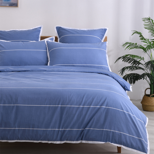 Jason Commercial Queen Bed Calista Quilt Cover Set 210x210cm Indigo