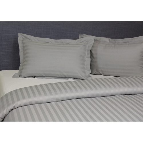 Jason Commercial King Single Bed Stripe Quilt Cover Set 160x210cm Silver