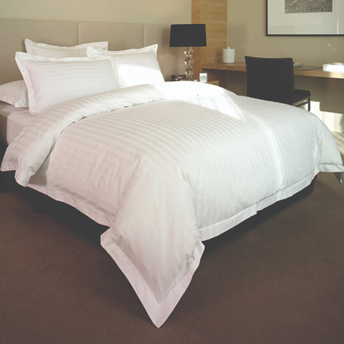 Jason Commercial Single Bed Satin Stripe Quilt Cover Set 140x210cm White