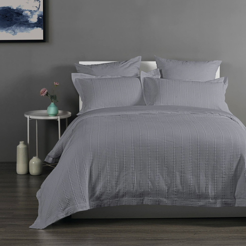 Onkaparinga Queen Bed Cotton Quilt Cover Set w/Pillowcases Grey