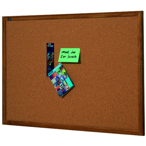 Quartet 90x60cm Corkboard Oak Frame Pin Board - Brown