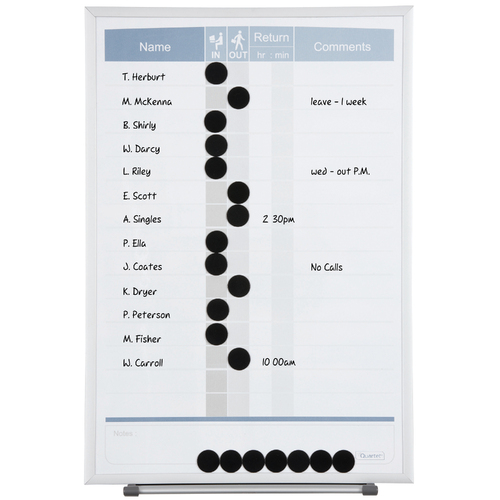 Quartet Magnetic 41x28cm In/Out Matrix White Board