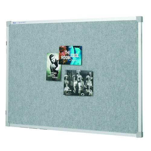 Quartet Penrite 90x60cm Fabric Pinboard w/ Aluminium Frame - Silver