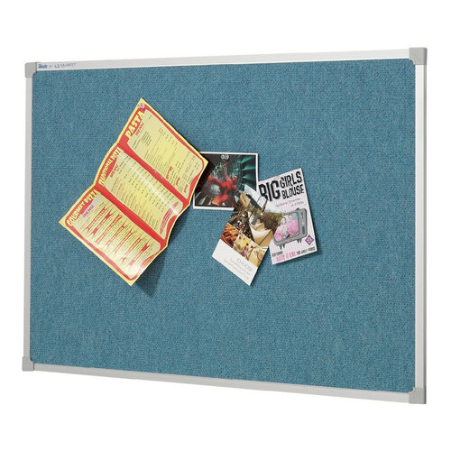 Quartet Penrite 120x90cm Fabric Pinboard Wedgewood w/ Aluminium Frame