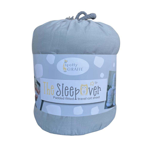 Spotty Giraffe The SleepOver Portable Cot Travel Sheet Cool Grey