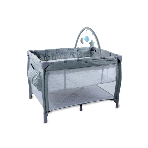 Babystudio 3in1 Portacot Play Yard Toy Bar & Mattress Grey