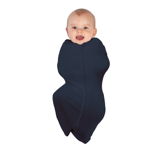 Baby Studio Swaddle Pouch Organic Cotton 1.0 Tog Navy Size 0-3m Small