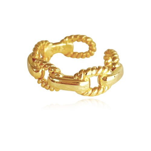 Culturesse Livy Modern Muse Link Chain Adjustable 2.2cm Open Ring - Gold