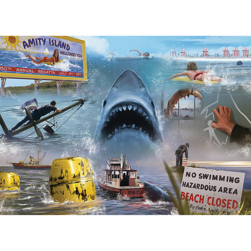 1000pc Ravensburger JAWS Adults Themed Building Jigsaw Puzzle 