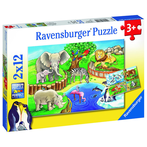 2x12pc Ravensburger Animals in the Zoo Kids/Childrens Jigsaw Puzzle 3+