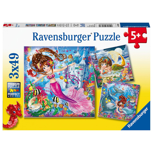 3x49pc Ravensburger Charming Mermaids Jigsaw Kids/Childrens Puzzle 5Y+