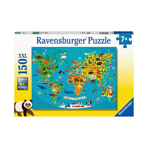 150pc Ravensburger Animal World Map Jigsaw Puzzle 49x36cm 7y+