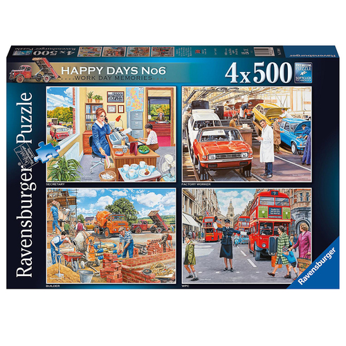 4x500pc Ravensburger Happy Days No6 Work Day Memories Jigsaw Puzzle 49x36cm