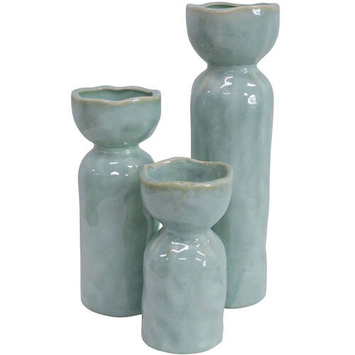 3pc LVD Ceramic Botanical Flower Vases Set Home Decor