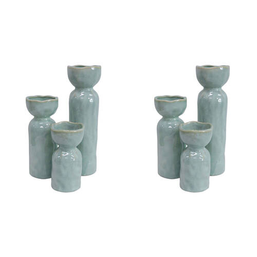 6pc LVD Ceramic Botanical Flower Vases Set Home Decor