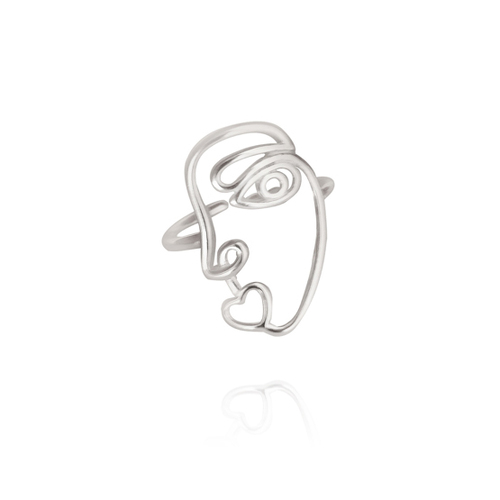 Culturesse Act In Art Adjustable 2.2cm Open Ring - Silver