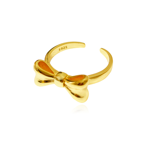 Culturesse Elvie Artisan Bow Adjustable 2cm Open Ring - Gold Vermeil