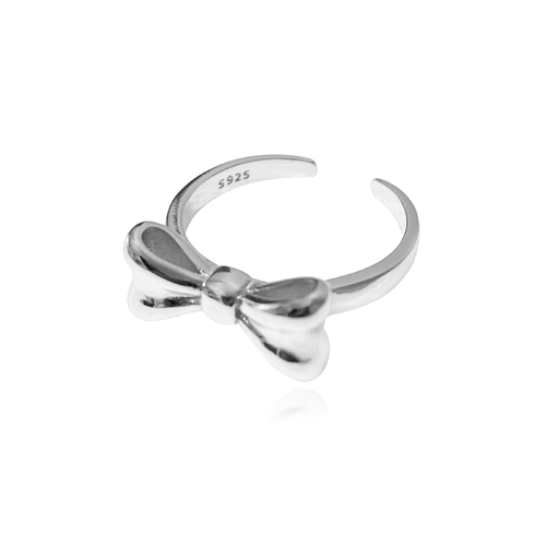 Culturesse Elvie Artisan Bow Adjustable 2cm Open Ring - Silver