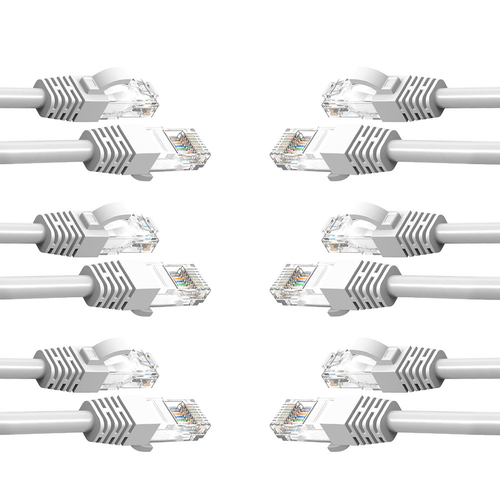 6PK Cruxtec 0.3m CAT6 Network Cable - White