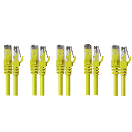 5PK Cruxtec Cat6 Ethernet Cable Yellow 3m