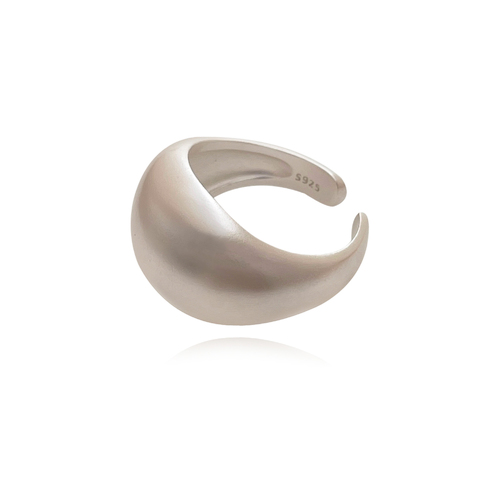 Culturesse Elvera Modern Dome Adjustable 2cm Open Ring - Silver