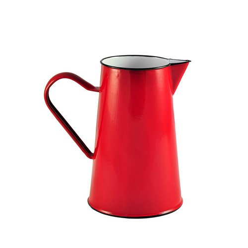 Urban Style Enamelware 2L Pitcher w/ Black Rim - Red