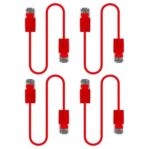 4PK Cruxtec Ultra-Thin CAT6A U/UTP Ethernet Cable 2m - Red