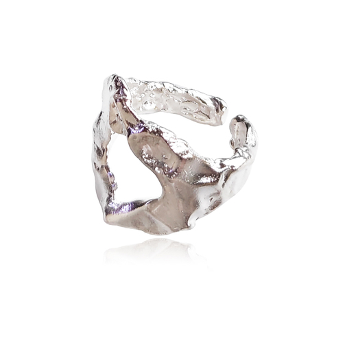 Culturesse Cosette Sculpture Adjustable 2cm Open Ring - Silver