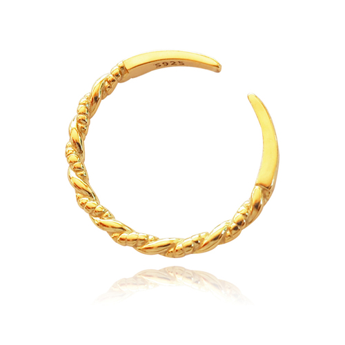 Culturesse Isabeau Twisted Adjustable 2cm Open Ring - Gold Vermeil