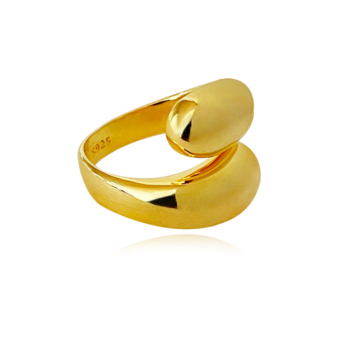 Culturesse La Frankie Finger Wrap Adjustable 2cm Open Ring - Gold