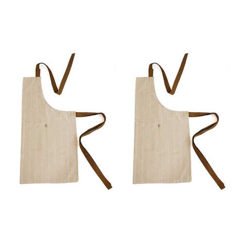 2PK Belle Wild Stripe Chambray Kitchen Cooking Apron 90x80cm - Clay