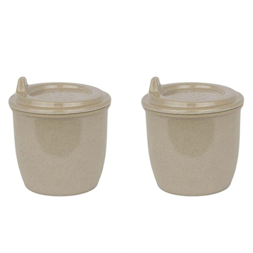 2PK EcoSouLife Reusable Rice Husk Baby Cup w/ Lid 296ml - Beige